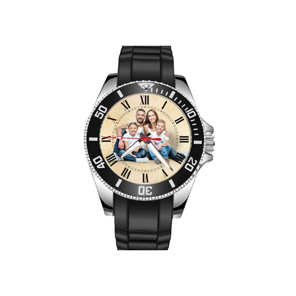 Custom Sporty Wrist Watch Unisex Logo Photo Personalised Gift Fast UK Seller