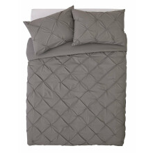 Home Hadley Grey Pintuck Bedding Set - Kingsize