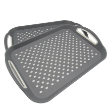 Plastic Non Slip Serving Tray X2 (Grey Food Drink Home)