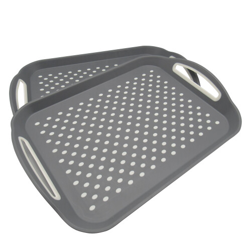 Plastic Non Slip Serving Tray X2 (Grey Food Drink Home)