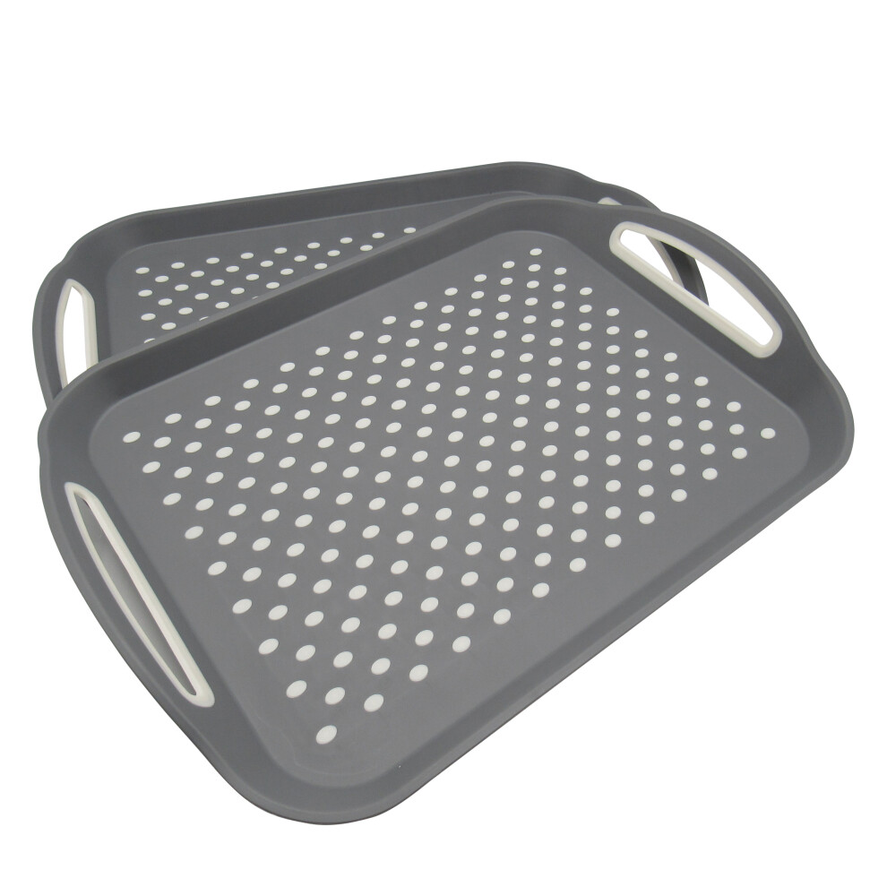 Plastic Non Slip Serving Tray X2 (Grey Food Drink Home)