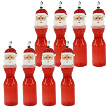 (Santa, 8 Bottles) Kids Novelty Christmas Drinking Bottle Santa Claus Naughty Elf Snowman Straw Toy