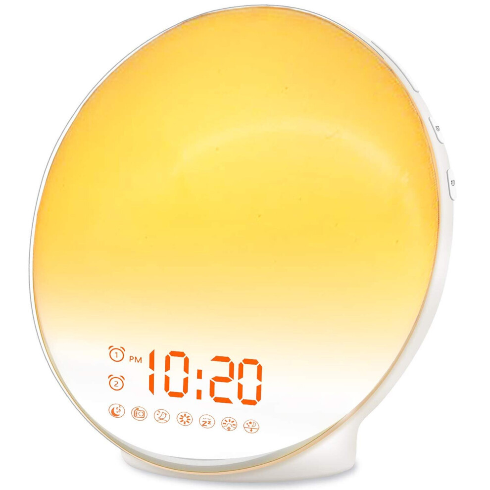 Wake Up Light Sunrise Alarm Clock for Kids, Heavy Sleepers, Bedroom, with Sunrise Simulation, Sleep Aid, Dual Alarms, FM Radio, Snooze