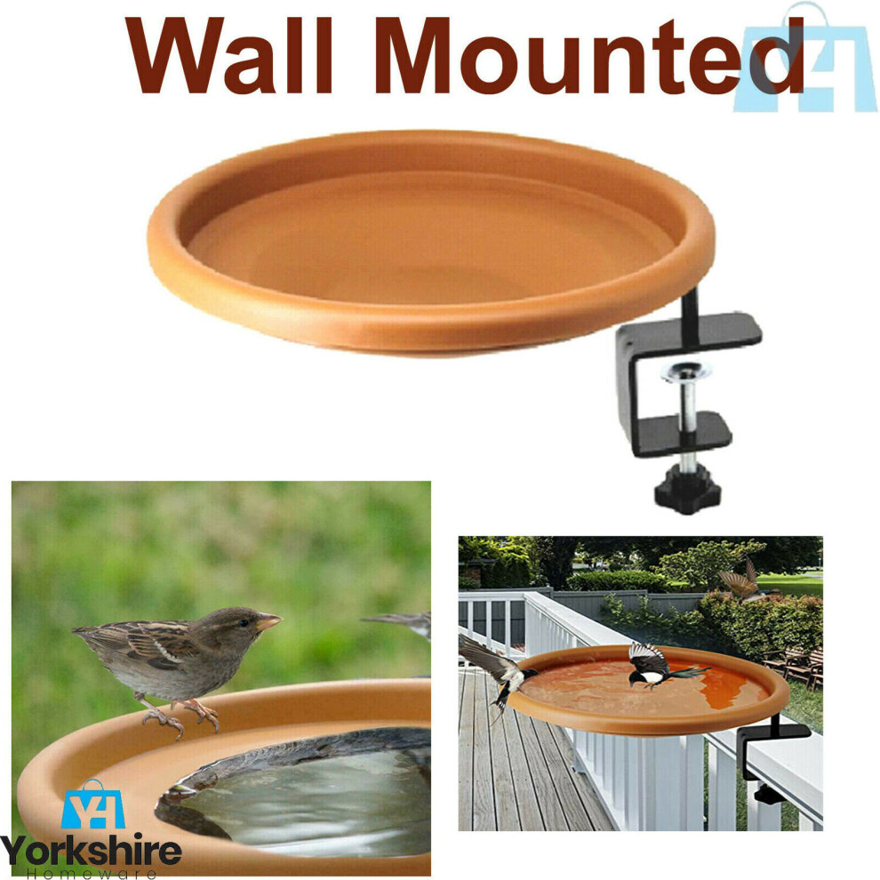 Deck Mounted Bird Feeder Water Bath Spa Table Balcony Garden Bowls