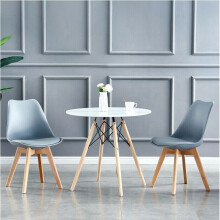 (Grey, 2) MCC Dining Chairs with Wooden Legs Soft Cushion Pad Stylish DELUXE Retro EVA