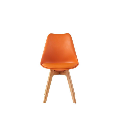 (Orange, 4) MCC Dining Chairs with Wooden Legs Soft Cushion Pad Stylish ...