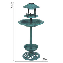(Green) olar Powered Bird Bath Bowl Garden Ornamental Feeding Station Pedestal Table