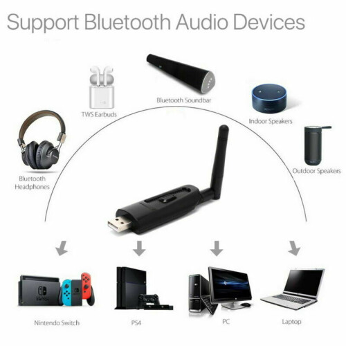 Bluetooth 5.0 Audio USB Transmitter Apt-X LL Stereo Dongle Adapter TV PC Switch 1