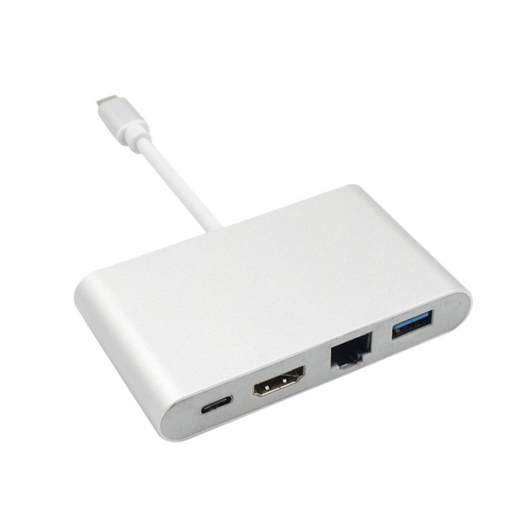 USB Type C to HDMI 4K+Gigabit Ethernet (RJ45 Port)+USB 3.0 USB 3.1 Type C Adapter