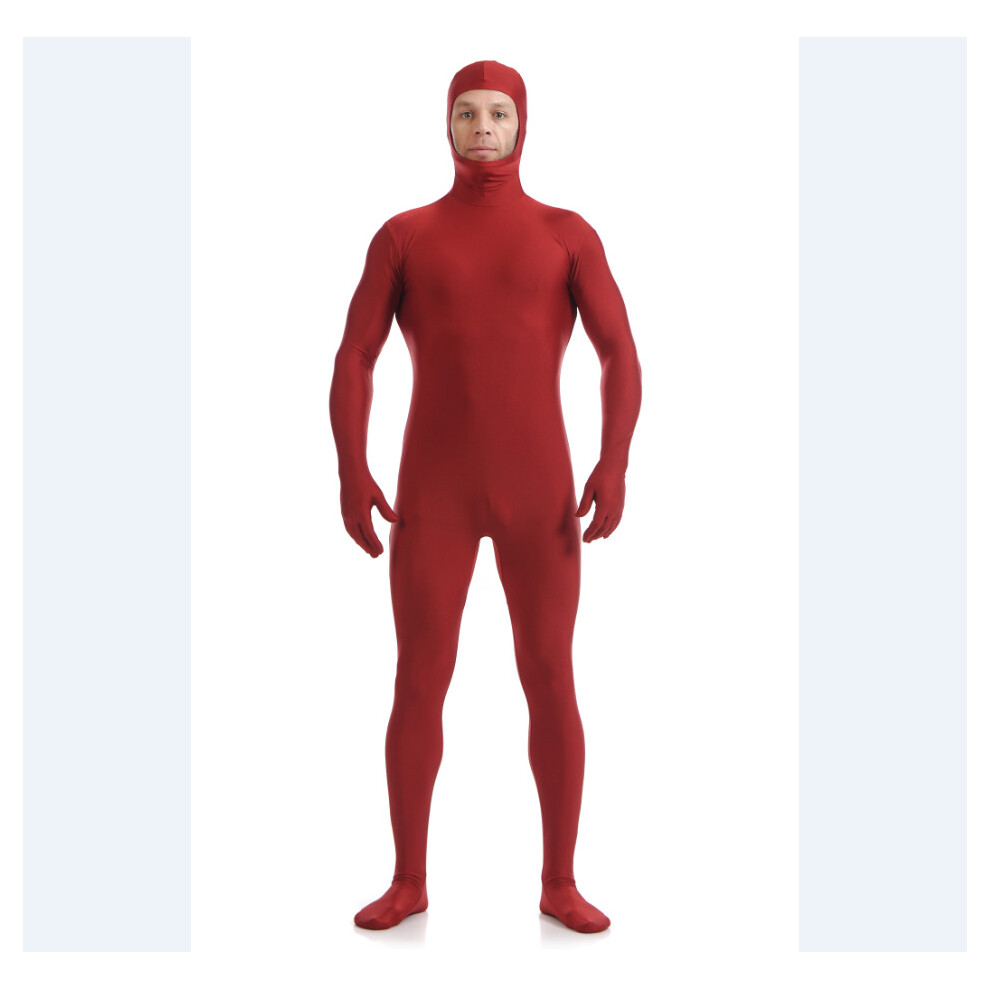 (Wine red, 3XL(Tag 3XL=US XL)) Halloween Adult Morphsuit Fancy Costume Morph Suit Cosplay Costume Bodysuit