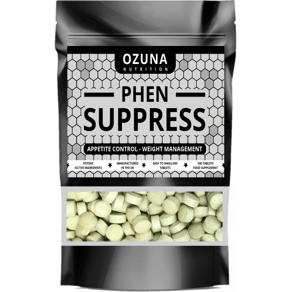 Ozuna Nutrition Phen Suppress Appetite Suppressant - Max Strength Appetite Reducing Pills - Proven Formula - Weight Management | 100 Tablets