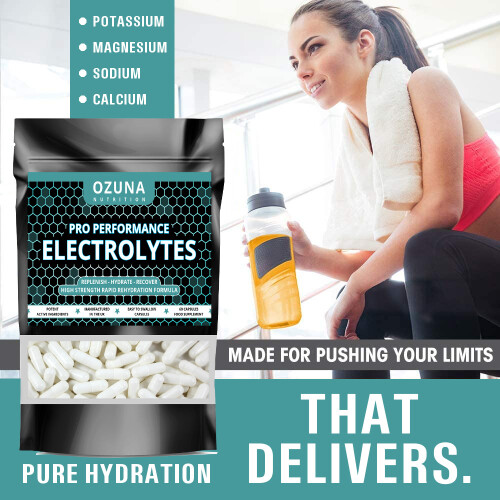 Pro Performance Electrolytes Tablets Rapid Hydration Replenish Lost Minerals & Salts | Suitable for Vegetarians | 60 Capsules 1