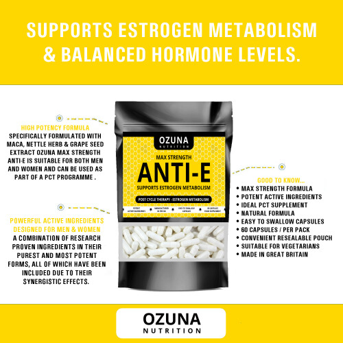 Anti-E - PCT Supplement - Anti-Estrogen - Max Strength Formula - Suitable for Vegetarians - 60 Capsules 1