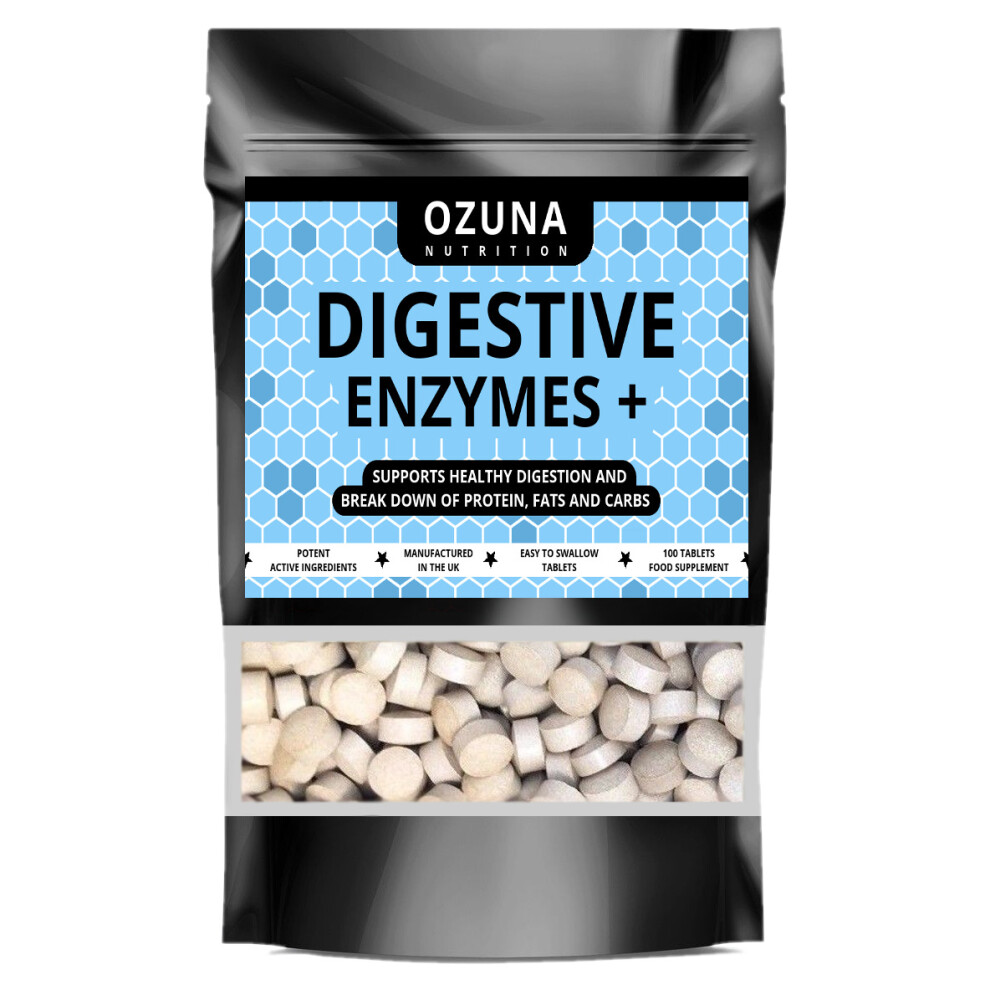 Ozuna Nutrition Digestive Enzymes Pills For Healthy Digestion Support, Gas & Bloating Relief With Betaine Hcl & Peppermint, Healthy Gut - 100 Tablets
