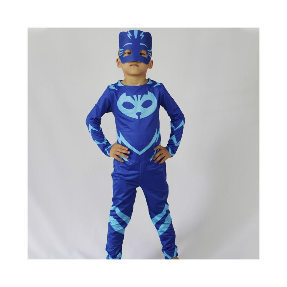 (, 110Cm) Noblekids Pj Mask Costume Catboy Owlette Gekko Jumpsuit Halloween Fancy Dress Blue