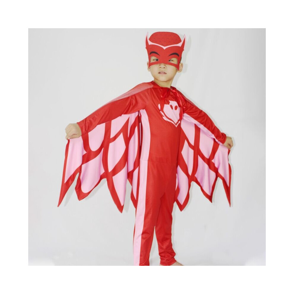 (Red, 130Cm) Noblekids Pj Mask Costume Catboy Owlette Gekko Jumpsuit Halloween Fancy Dress Blue,Red