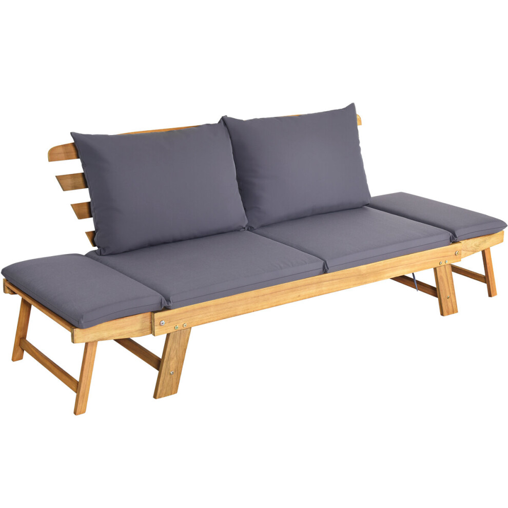 Outdoor Daybed Patio Convertible Couch Sofa Bed Wood Folding Chaise