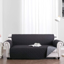 (3 Seater Sofa Cover, Black Dark Grey) Waterproof Sofa Covers Quilted Throw Washable Anti Slip Cover Couch Furniture Protector Pet