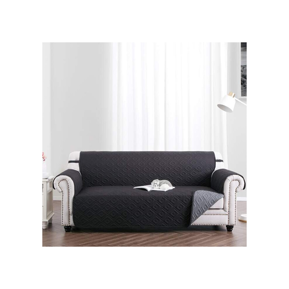 Photos - Furniture Cover  Waterproof Sofa Covers Quilted Throw Washable Anti Slip Cover Couch Furniture Protect(3 Seater Sofa Cover, Black Dark Grey)