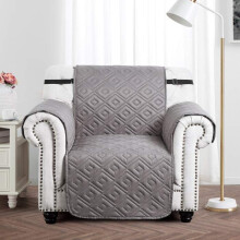 (1 Seater Sofa Cover, Grey Silver) Waterproof Sofa Covers Quilted Throw Washable Anti Slip Cover Couch Furniture Protector Pet