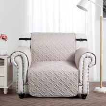 (1 Seater Sofa Cover, Cream Beige) Waterproof Sofa Covers Quilted Throw Washable Anti Slip Cover Couch Furniture Protector Pet