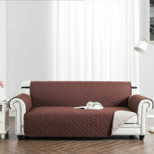 (3 Seater Sofa Cover, Brown Beige) Waterproof Sofa Covers Quilted Throw Washable Anti Slip Cover Couch Furniture Protector Pet