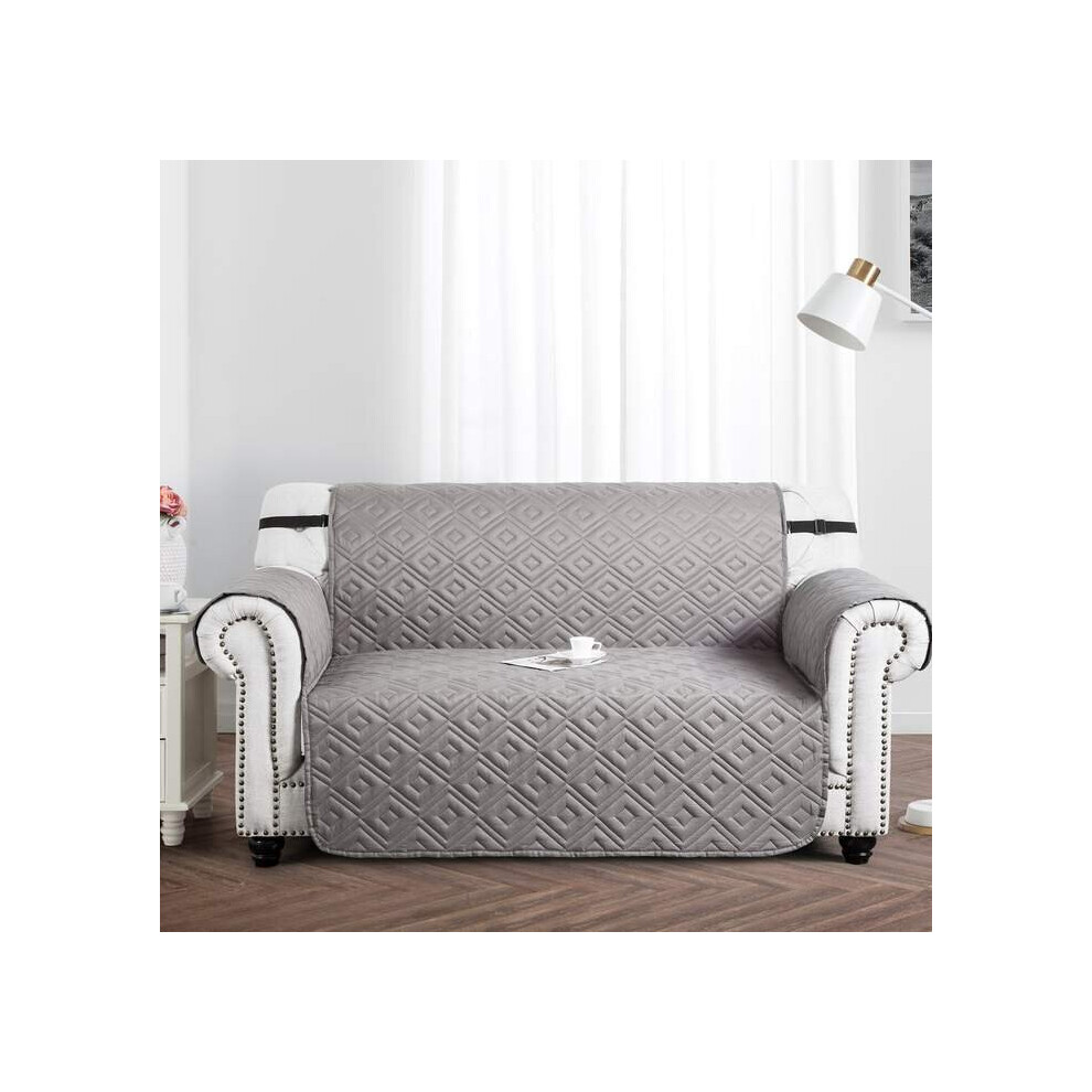 (2 Seater Sofa Cover, Grey Silver) Waterproof Sofa Covers Quilted Throw Washable Anti Slip Cover Couch Furniture Protector Pet