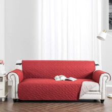 (3 Seater Sofa Cover, Burgundy Beige) Waterproof Sofa Covers Quilted Throw Washable Anti Slip Cover Couch Furniture Protector Pet