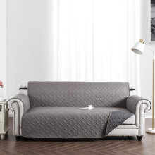 (3 Seater Sofa Cover, Grey Silver) Waterproof Sofa Covers Quilted Throw Washable Anti Slip Cover Couch Furniture Protector Pet