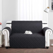 (2 Seater Sofa Cover, Black Dark Grey) Waterproof Sofa Covers Quilted Throw Washable Anti Slip Cover Couch Furniture Protector Pet