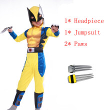 (#4 Disfraz para niño, 130-140 cm) Disfraz de Wolverine con músculos ajustados para niños, jóvenes y adultos. Disfraz/cosplay para Halloween