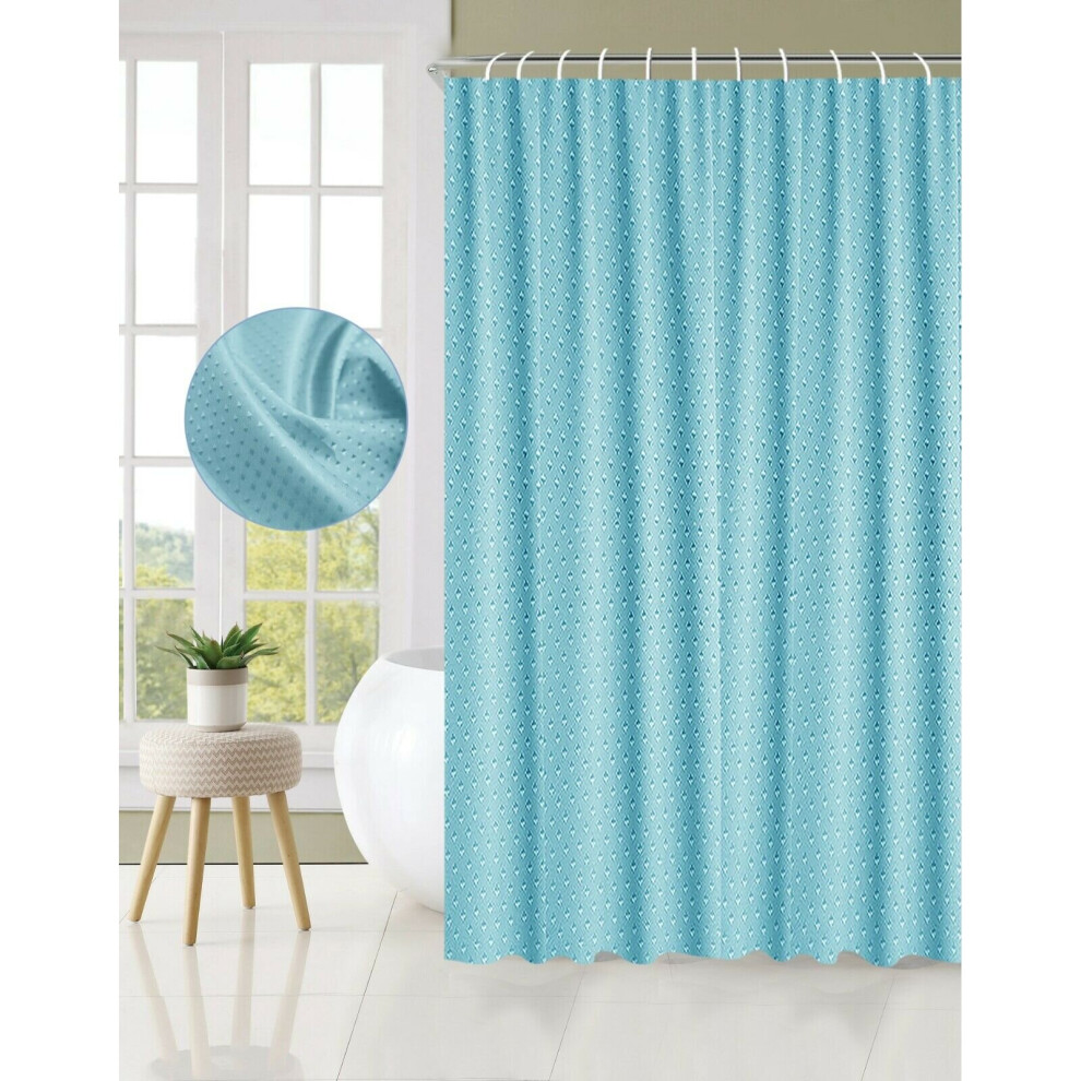 (Aqua) Extra Long Bathroom Shower Curtain With Hooks Waterproof Curtain