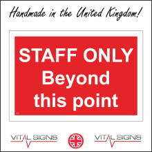 (600 x 450mm - 24 x 18, C - Dibond / Composite Aluminium) PR410 Staff Only Beyond This Point Sign No Entry Public Employees Workers  600mm x 450mm B - Magnetic - Vehicle Grade