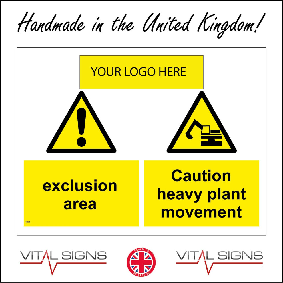 (400 x 300mm - 16 x 12, G - 10mm Extra Heavy Duty Foamex Foamboard) CS532 Exclusion Area Heavy Plant Movement Logo Sign Company Name Machinery 600mm x-image-OPC-P8HRSG8-NEW