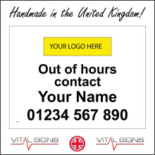 (300 x 200mm - 12 x 8, B - Magnetic - Vehicle Grade) CS528 Out Of Hours Contact Details Number Logo Sign Company Name Phone 600mm x 450mm B - Magnetic - Vehicle Grade
