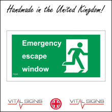 (150 x 50mm - 6 x 2, A - Sticker / Sav - Non-See Through) FS295 Emergency Escape Window Exit Out Running Man People Hatch Opening 600mm x 200mm B - Magnetic - Vehicle Grade
