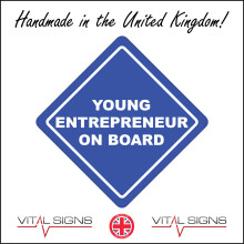 (400 x 400mm - 16 x 16, G - 10mm Extra Heavy Duty Foamex Foamboard) HU377 Young Entrepreneur On Board Sign Car Badge Drive Kid Child Clever 600mm x 600mm B - Magnetic - Vehicle Grade