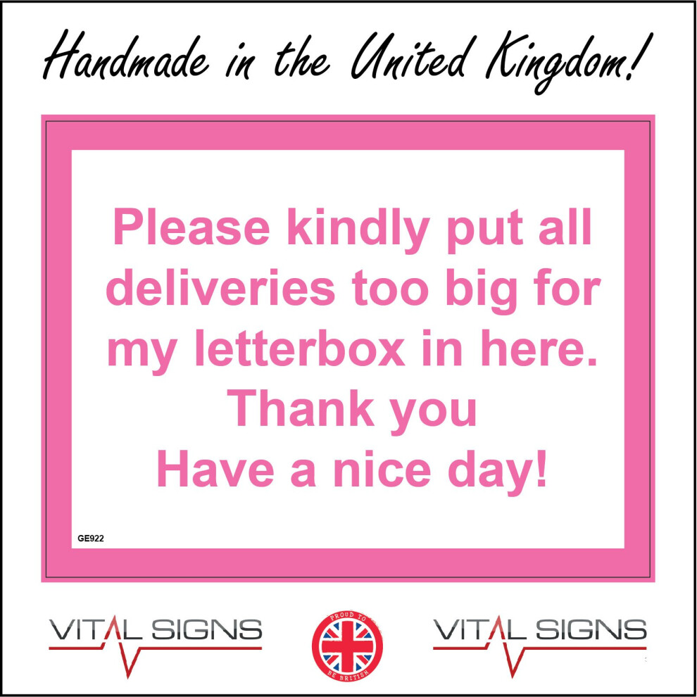 (600 x 450mm - 24 x 18, G - 10mm Extra Heavy Duty Foamex Foamboard) GE922 Please Put Deliveries Too Big Letterbox In Here Sign Courier Driver Post 600-image-OPC-P8HS2YZ-NEW