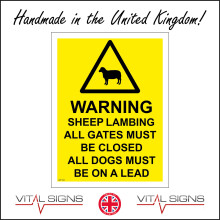 (300 x 400mm - 12 x 16, E - 3mm Standard Foamex Foamboard) WT153 Warning Sheep Lambing All Gates Closed Dogs Lead Sign Walkers Animals 450mm x 600mm B - Magnetic - Vehicle Grade