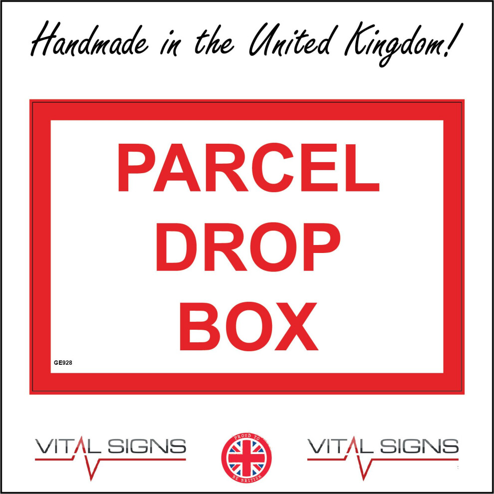 (200 x 150mm - 8 x 6, A - Sticker / Sav - Non-See Through) GE928 Parcel Drop Box Sign Home Delivery Courier Driver Postman Package Goods 600mm x 450mm B - Magnetic - Vehicle Grade