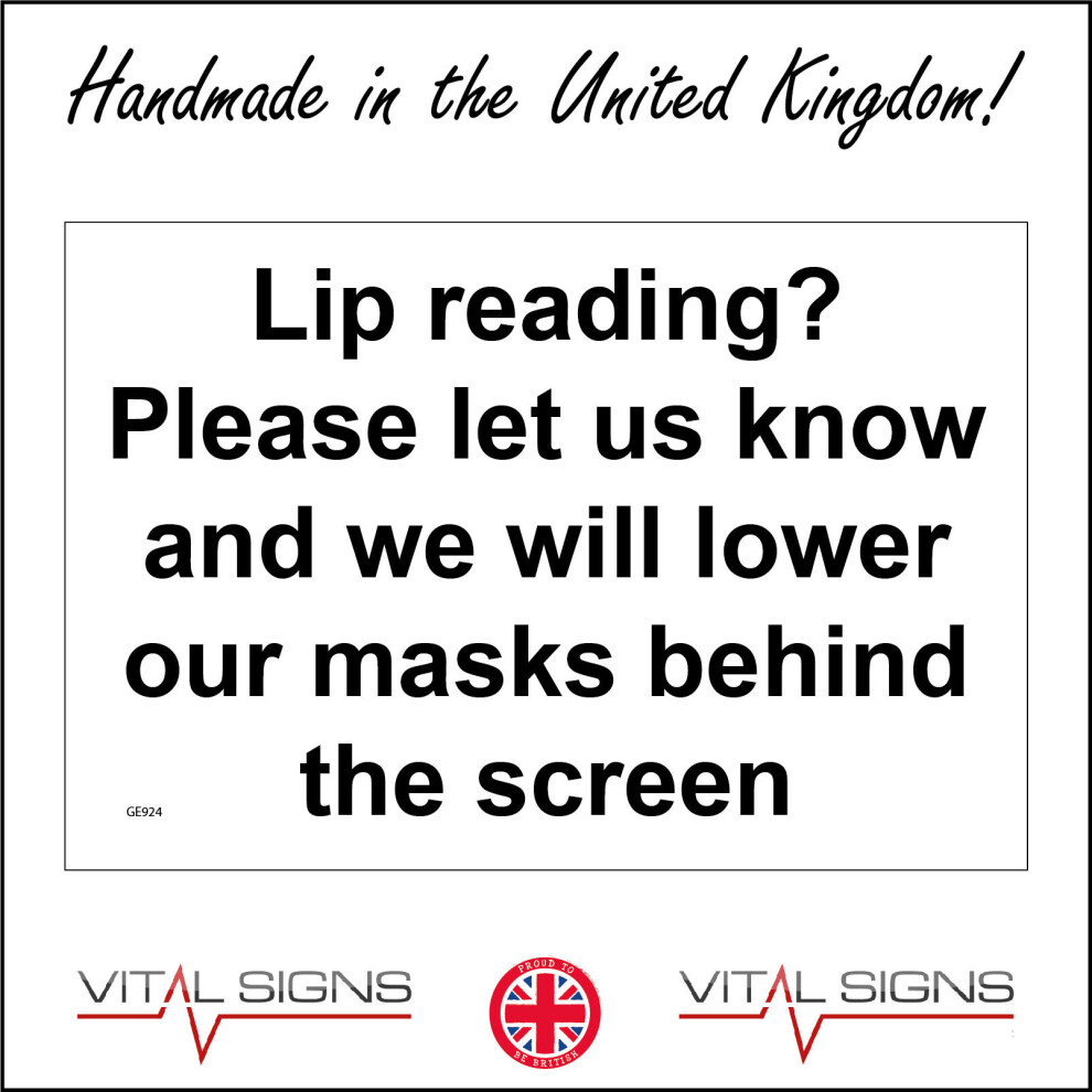 (200 x 150mm - 8 x 6, C - Dibond / Composite Aluminium) GE924 Lip Reading Let Us Know Lower Masks Behind Screen Sign Mouth Lips Face  600mm x 450mm B-image-OPC-P8HSDQS-NEW