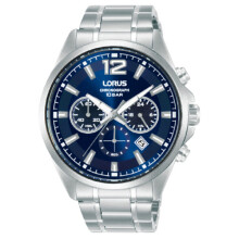 (Blue) Lorus Mens Chronograph Watch Stainless Steel Strap