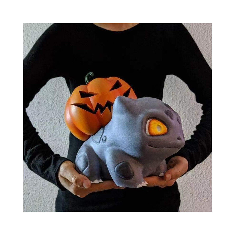 (Blue) Halloween Pumpkin Resin Ornaments Detachable Bulbasaur Decoration For Indoor