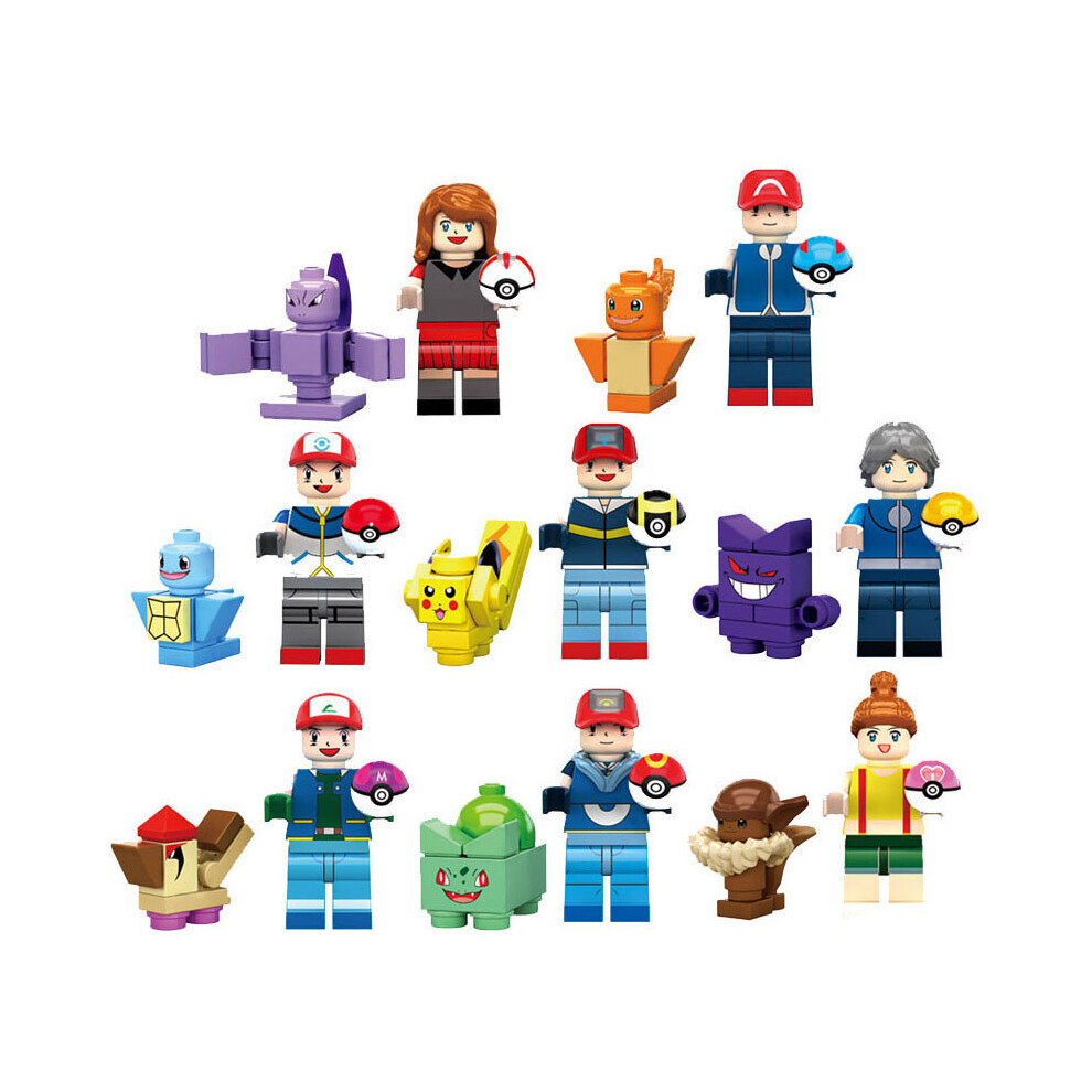 Bachashop 16Pcs Pokemon Mini Figures Building Blocks Toy