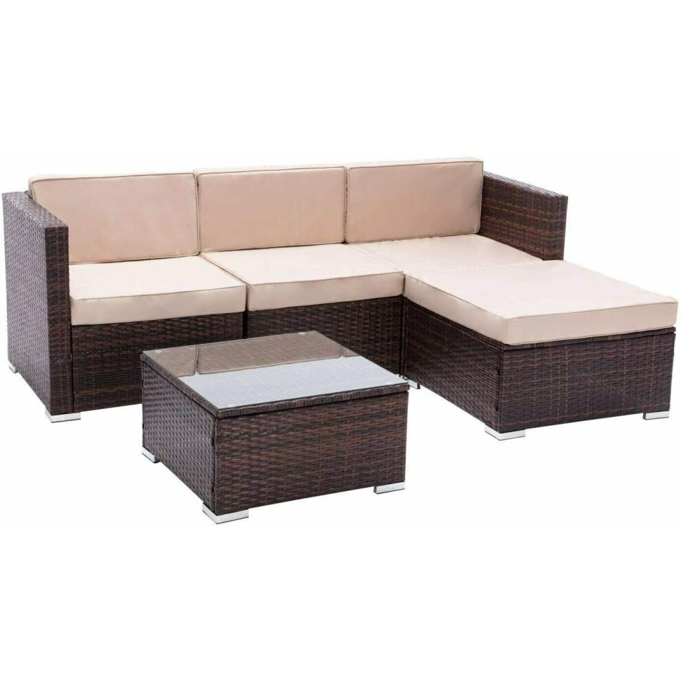 (Brown) 5pc MCC Rattan Outdoor Garden Furniture Set