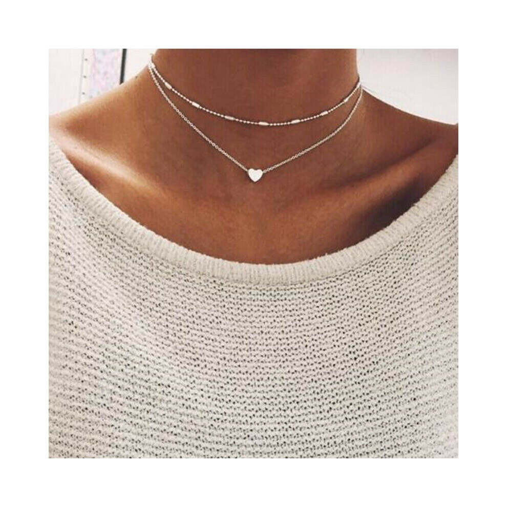 (Gold) Tiny Heart Choker Necklace Small Gold Love Choker