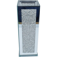 CRYSTALLIZED Crushed Mirrored Rectangular Flower Pot Floral Design