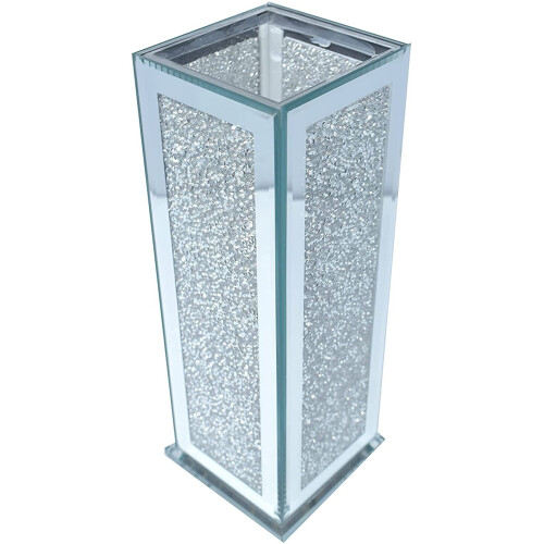 CRYSTALLIZED Crushed Mirrored Rectangular Flower Pot Floral Design 1