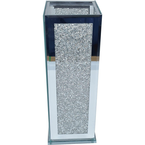 CRYSTALLIZED Crushed Mirrored Rectangular Flower Pot Floral Design 2
