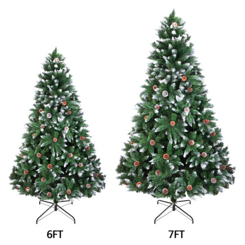 Christmas Tree 6FT 920 Branches Flocking Spray White Plus Pine Cone 2